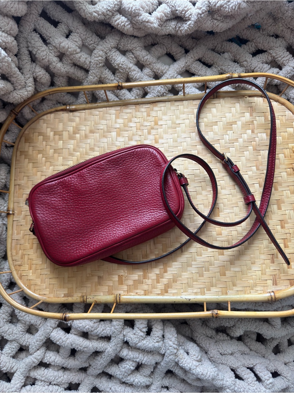 Coach Pebbled Leather Small Red Crossbody - Picture 7 of 7